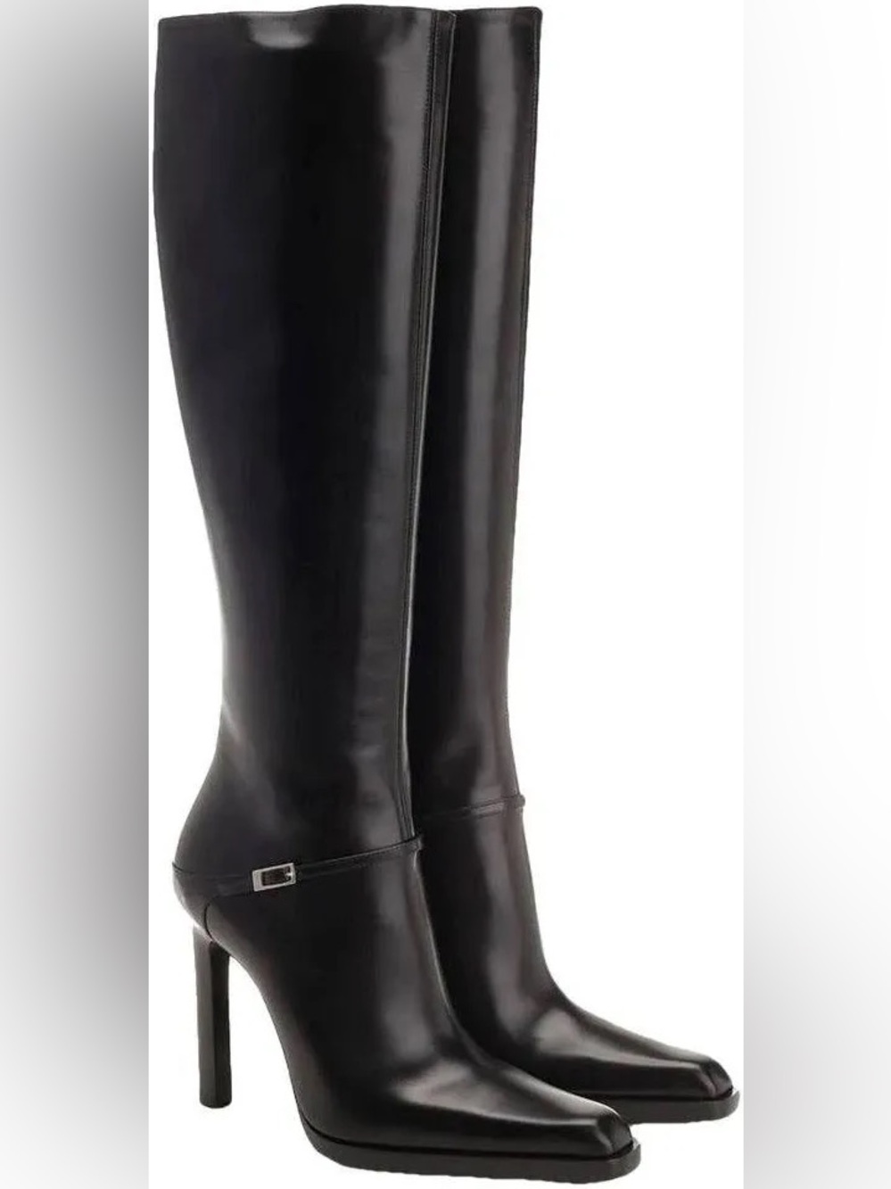 Yves Saint Laurent Black Patent Leather Over-the-Knee Stiletto Boots